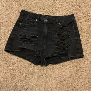 American Eagle Outfitters Black Ripped Jean Shorts